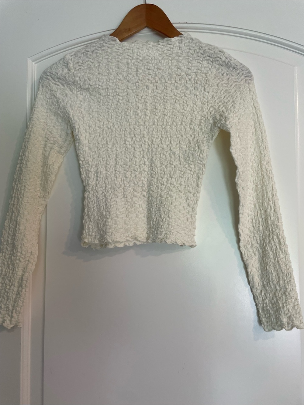 All in Favor Cream Textured Knit Crew Neck Long Sleeve Blouse Size XS